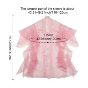 Yvsxxv Pink Sheer Chiffon Open Front Long Sleeve Hanfu Outer Cardigan Dress