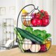 thumbnail image 4 of Matsuzay Tazón de frutas de 2 niveles, cesta de frutas de hierro para encimera, soporte multiusos para frutas y verduras, soporte colgante para frutas Cocina y Comedor Matsuzay HA018425-00, 4 of 6