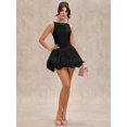thumbnail image 6 of Black Sleeveless Fit & Flare Mini Dress With Bubble Skirt And Jewel Neckline, 6 of 8