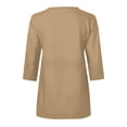 thumbnail image 4 of Olyvenn 3/4 Length Sleeve Womens Tops Quarter Zip up V Neck Summer T-Shirts Blouses for Women Dressy Casual Trendy Spring Tops Khaki M, 4 of 5