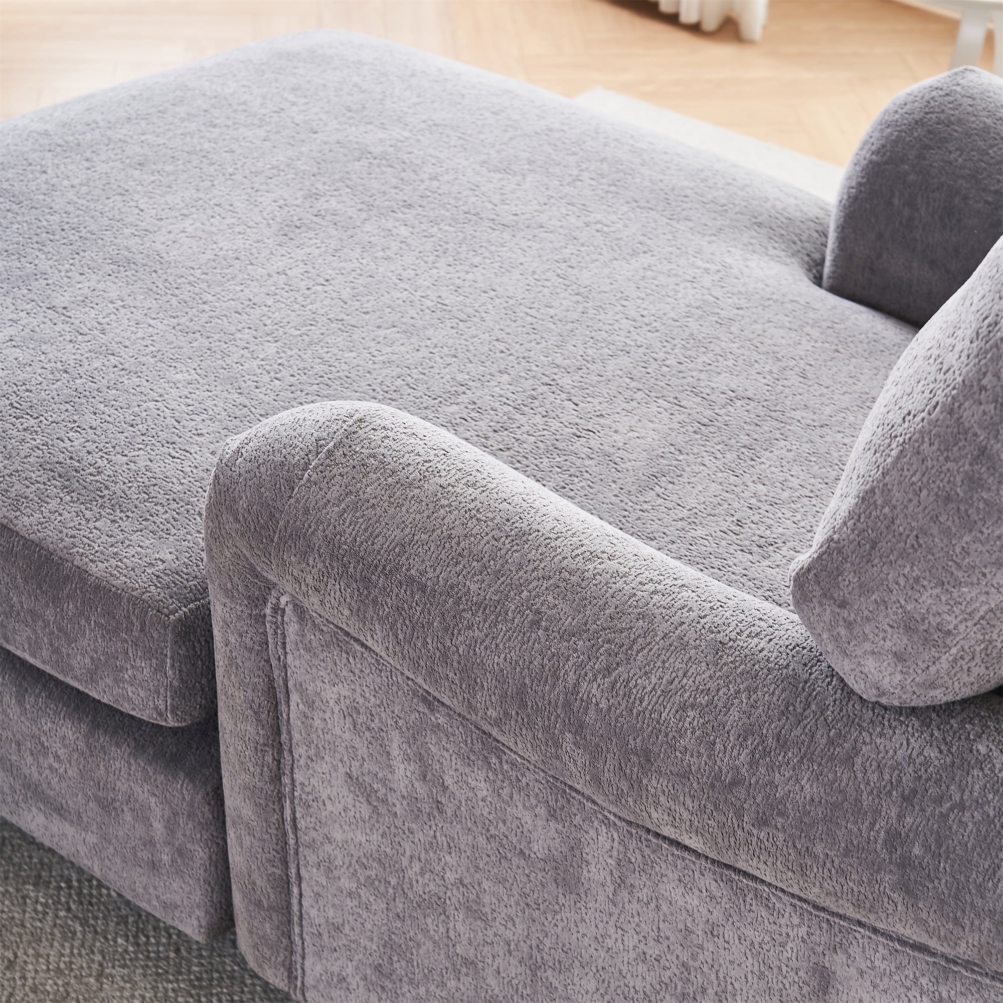 Aukfa Modern Oversized Chaise with Adjustable Backrest, Sleeper Chair Sofa Recliner for Living Room, Gray