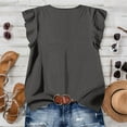 thumbnail image 6 of Women Tshirts Trendy Sawvnm Women's 1/4 Sleeve Summer Wrinkle Casual Round Neck Short Color Feifei Sleeve Short Sleeve T-Shirt Top Tank Tops for Women Gray L, 6 of 9