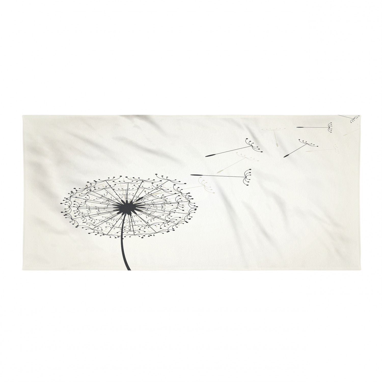 Dandelion Backpacking Towel, Flying Flower and Blossom Fragility and Growth Inspired by Nature, Quick Dry Soft Absorbent Compact Microfiber for Camping Hiking, Black and Beige, by Ambesonne - image 1 of 2