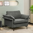 thumbnail image 2 of Costway Fauteuil d'Appoint Moderne en Tissu de Lin, Canapé Simple Rembourré avec Pieds en Métal Gris, 2 of 9