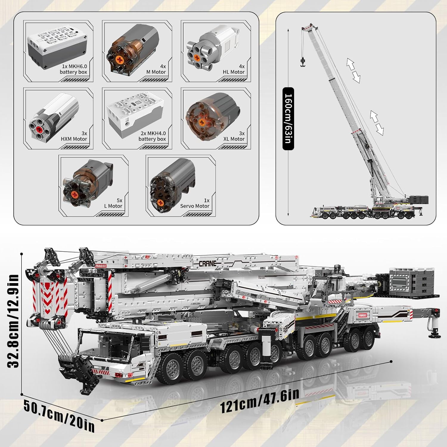 Mould King 17007 LTM11200 Technology Crane Building Set Heavy Crane Truck Building Block Kits