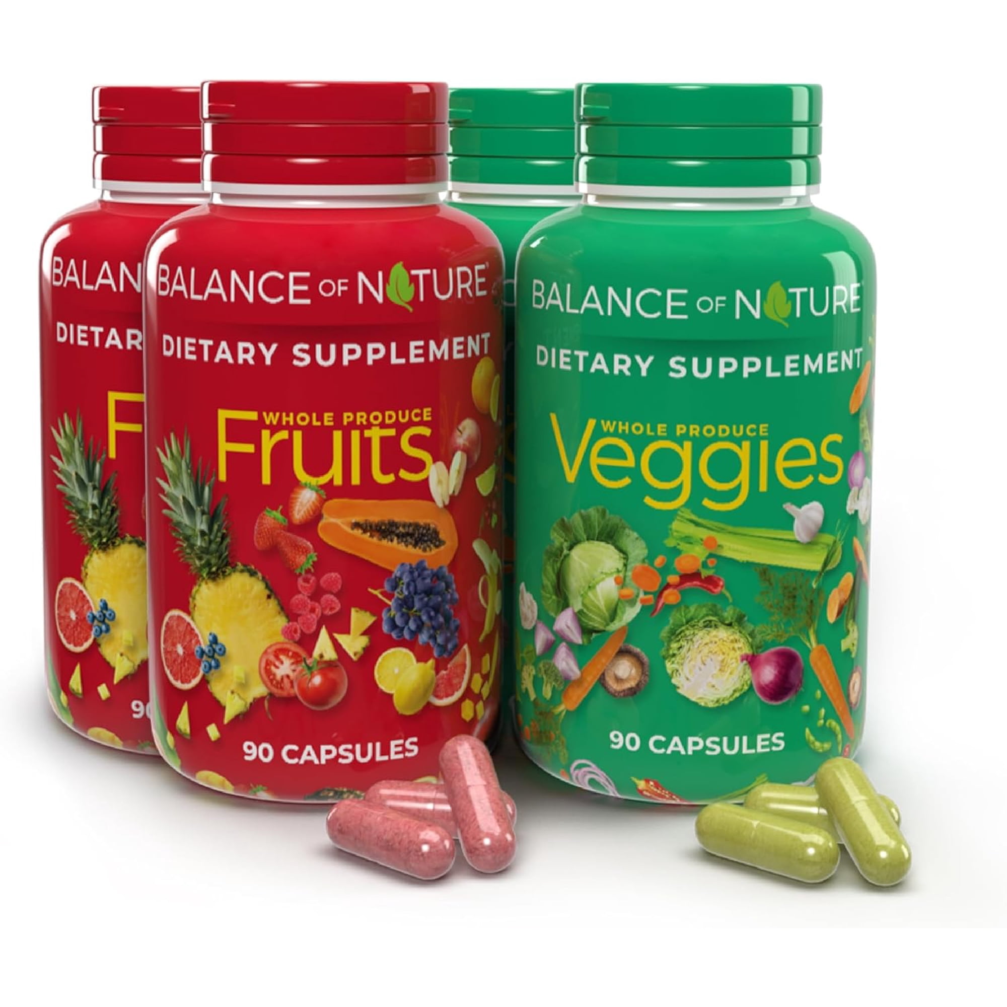 Balance of Nature Whole Food Supplement - Superfood Vitamins, 90 Fruit & Veggie Capsules - 2 Sets