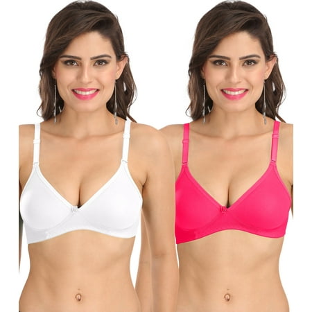 

Ossirrio Women s Everyday Non Padded Non Wired 3/4th Coverage T-Shirt Bra with Free Transparent Strap