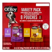 Ol' Roy Cuts in Gravy Wet Dog Food Variety Pack, Tender Morsels Filet Mignon Flavor and Tender Morsels Grilled Chicken Flavor, 3.5 oz, 8 Pack