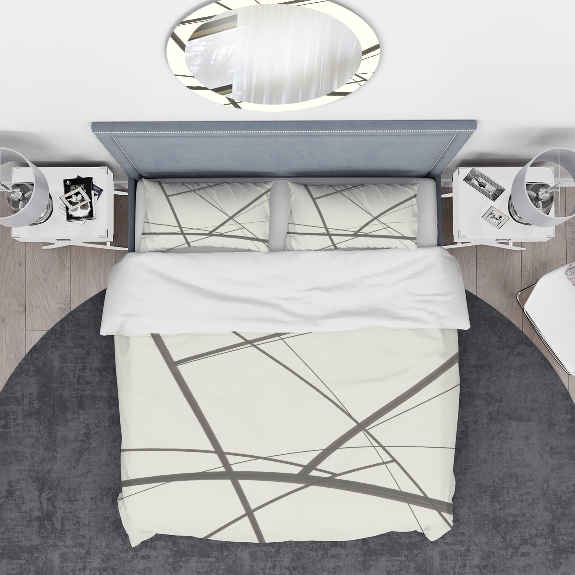 Designart 'minimalist black and white IV' Geometric Duvet Cover Set