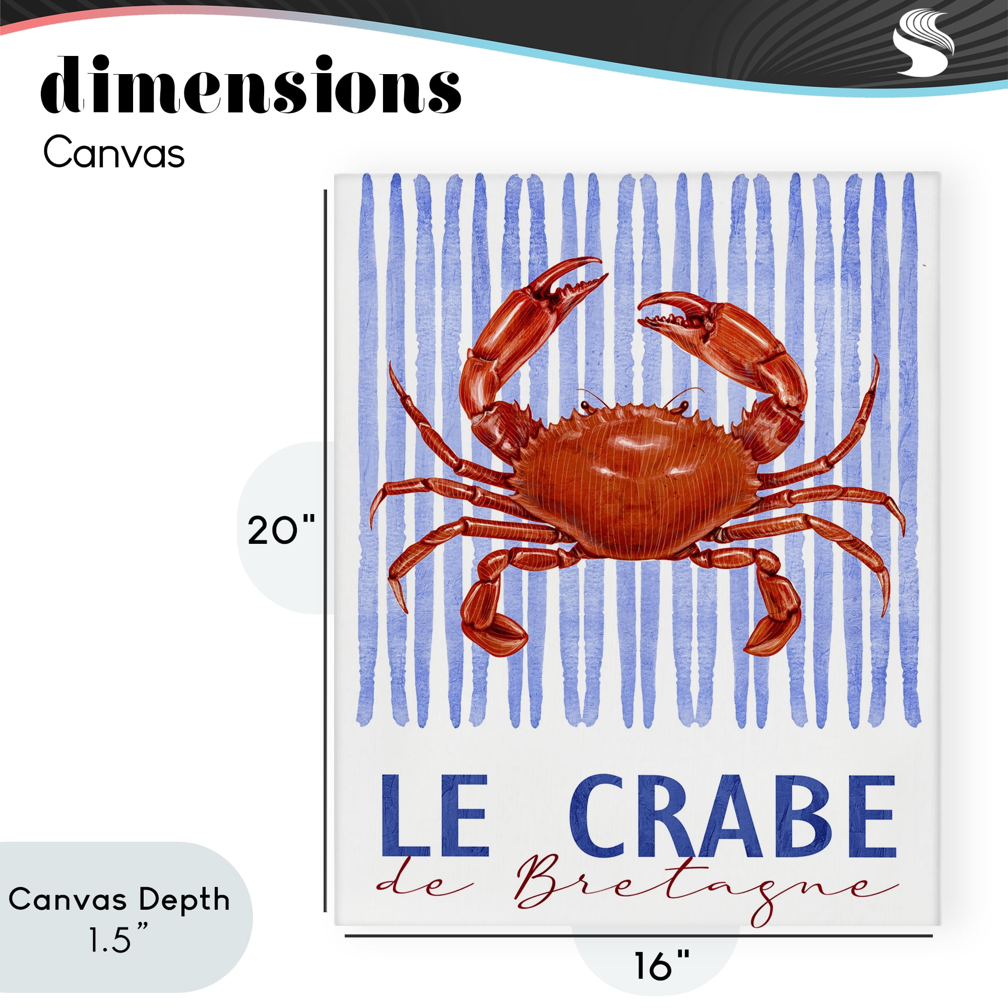 Stupell Industries Le Crabe Nautical Stripes Canvas Wall Art, design by Kim Allen