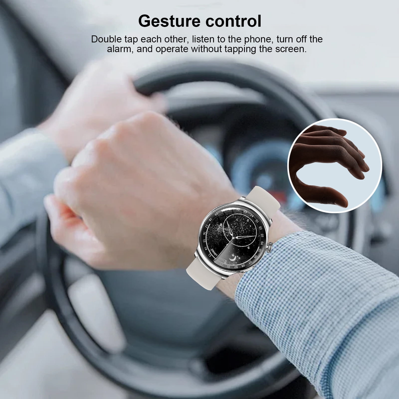 Jubipavy Smart Wearable Watch Multifunction HD Round Screen Wireless Magnetic Charging Custom Dial Motion Record IP68 Watertightness Bluetooth Music Playback Function