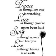PICNIVA Dance love sing live Wall Quotes Decal Removable stickers decor Vinyl Art Black22'' X 34''