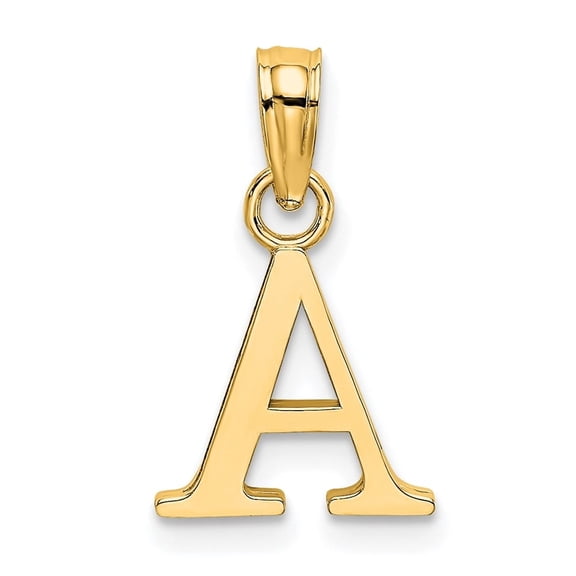 Diamond2Deal 10K Yellow Gold Polished A Block Initial Charm Pendant for Women (L- 0.48 inch, W-0.4 inch)