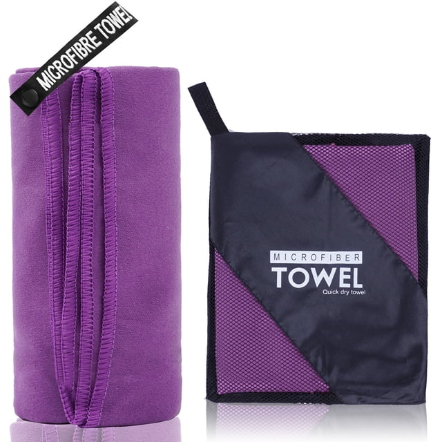 Toalla de viaje de microfibra, suave, ligera y de secado rápido, súper absorbente, compacta, ideal para viajes, deportes y playa, ideal para acampar, mochilas y gimnasio.