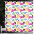thumbnail image 3 of Ambesonne 80's Shower Curtain, Colorful Triangles Zigzags Art, 69"Wx70"L, Soft Pink Aqua White, 3 of 4