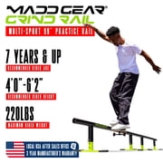 Madd Gear Grind Rail - 99 Long - 3-Step Adjustable Height - Extra Stability Practice Skate Rail