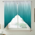thumbnail image 2 of Teal Ombre Swag Curtains for Kitchen/Bedroom/Living Room, Contemporary Gradient Abstract Art Scalloped Curtains 63 Inch Long, Rod Pocket Window Swag Topper Curtains Valances 2 Panels Set 36"x63", 2 of 8