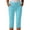 Blue, variant on Women Twill Stretch Hiking Capri Pants, Thin Elastic Waist Regular Fit Functional Side Storage Pockets Outdoor Bottoms Green L