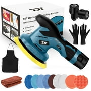 DT Cordless Car Buffer Polisher, 6 inch Car Polisher with 2 Battery for Car Polishing, Extra 12 PCS Attachments
