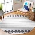 thumbnail image 2 of SAFAVIEH Montauk Foliage Striped Cotton Area Rug, Dark Grey/Ivory, 6' x 6' Round, 2 of 8