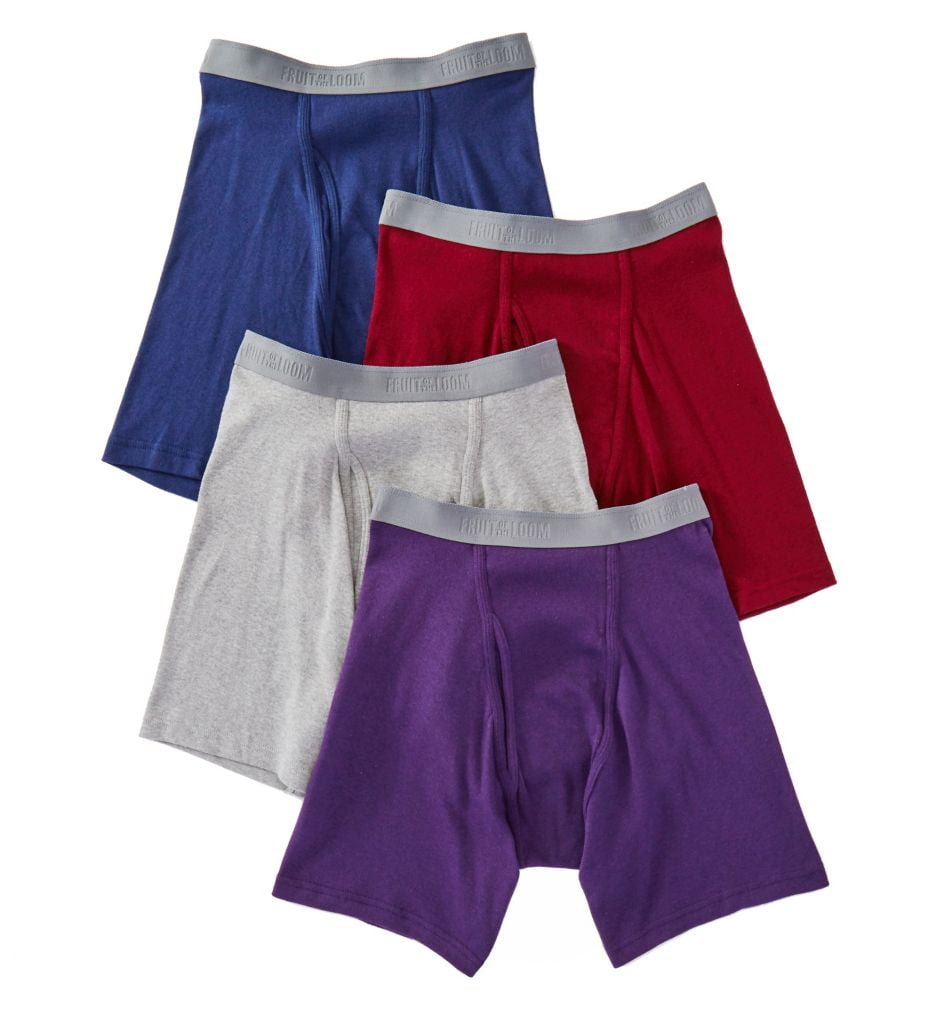 Fruit of the Loom Men's Cotton Stretch Boxer Brief Assorted Colors 4 Pack Medium 