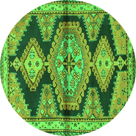 Ahgly Company Indoor Round Persian Green Traditional Area Rugs, 3' Round