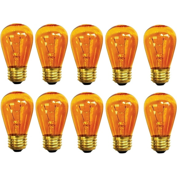 Yi Lighting 11W Transparent Amber S14 Incandescent Light Bulbs Dimmable for Sign, Outdoor String Light Bulbs Replacement (Pack of 25)
