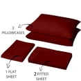 thumbnail image 4 of 5 PCs Split California King Sheets for Adjustable Bed, 100% Microfiber, Burgundy, Fit Upto 16 Inch Deep Pocket, 4 of 5