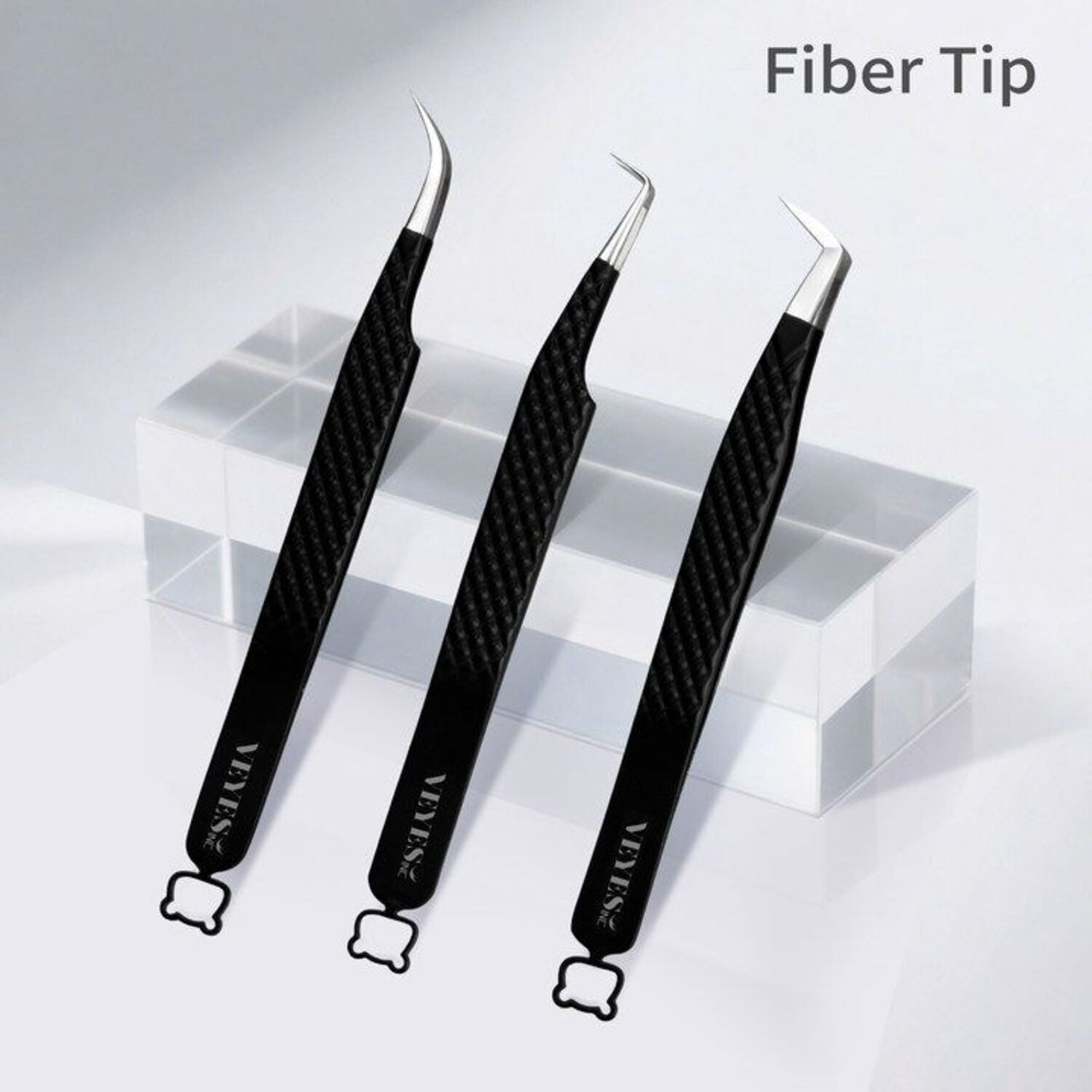 VEYES INC Noir Fiber Lash Tweezer Kit – Black Stainless Steel Tweezers for Precision Lash Application