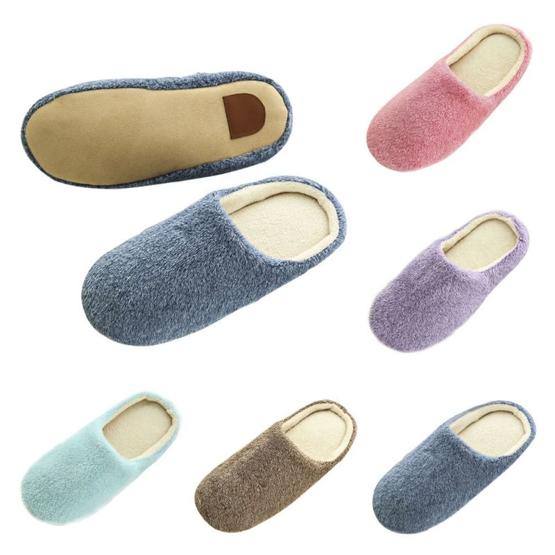 New Women Men Anti-slip Slippers Soft Winter Warm Cotton House Indoor Flat Shoes 