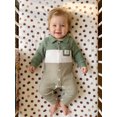 thumbnail image 4 of RUINIXCW Newborn Baby Boy Spring Fall Winter Clothes 0 3 6 9 12 18 Months Waffled Romper One Piece Outfit Long Sleeve Stripe Patchwork Collared Jumpsuits, 4 of 9
