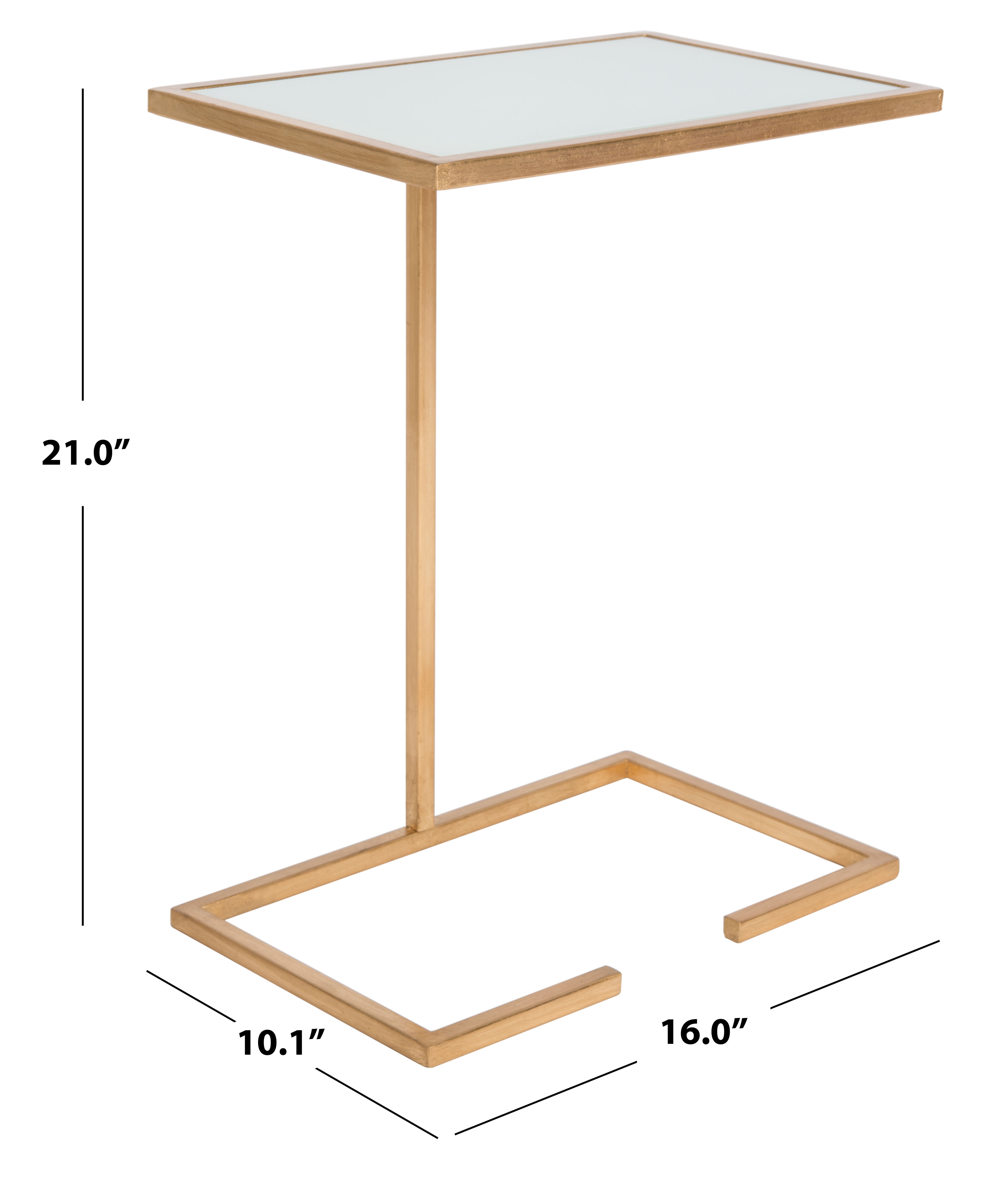 SAFAVIEH Neil 21 in. H Solid Classic Accent Table, Gold Leaf/White Glass