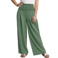 thumbnail image 4 of Women Wide Leg Palazzo Pants High Waisted Casual Lounge Pants 2026 Summer Beach Vacation Outfits with Pockets (Green,XL), 4 of 4