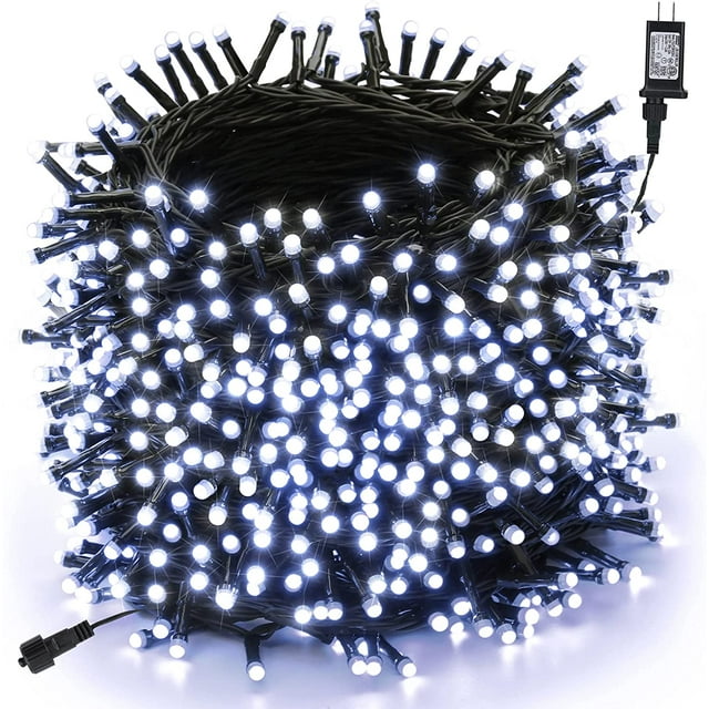 Christmas Lights Indoor Outdoor, 114ft 300 D Christmas String Lights with 8 Modes, Timer, Connectable, Waterproof String Lights for Christmas Party, Yard, Garden, Xmas Tree Decorations(White)
