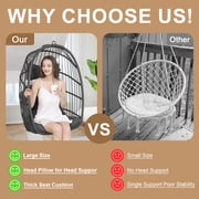 RADIATA Patio Hanging Egg Chair Without Stand, Foldable 5 Thick Cushion Wicker Rattan Egg Swing Chair, Indoor Outdoor Patio Porch Balcony Chair for Ceiling Tree Pergola Hanging, 350 lb, Dark Gray