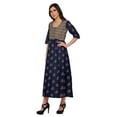 thumbnail image 2 of Moomaya Printed A-Line&nbsp;Kurtis&nbsp;For Women 3/4 Sleeve Kurta Summer Tunic, 2 of 5