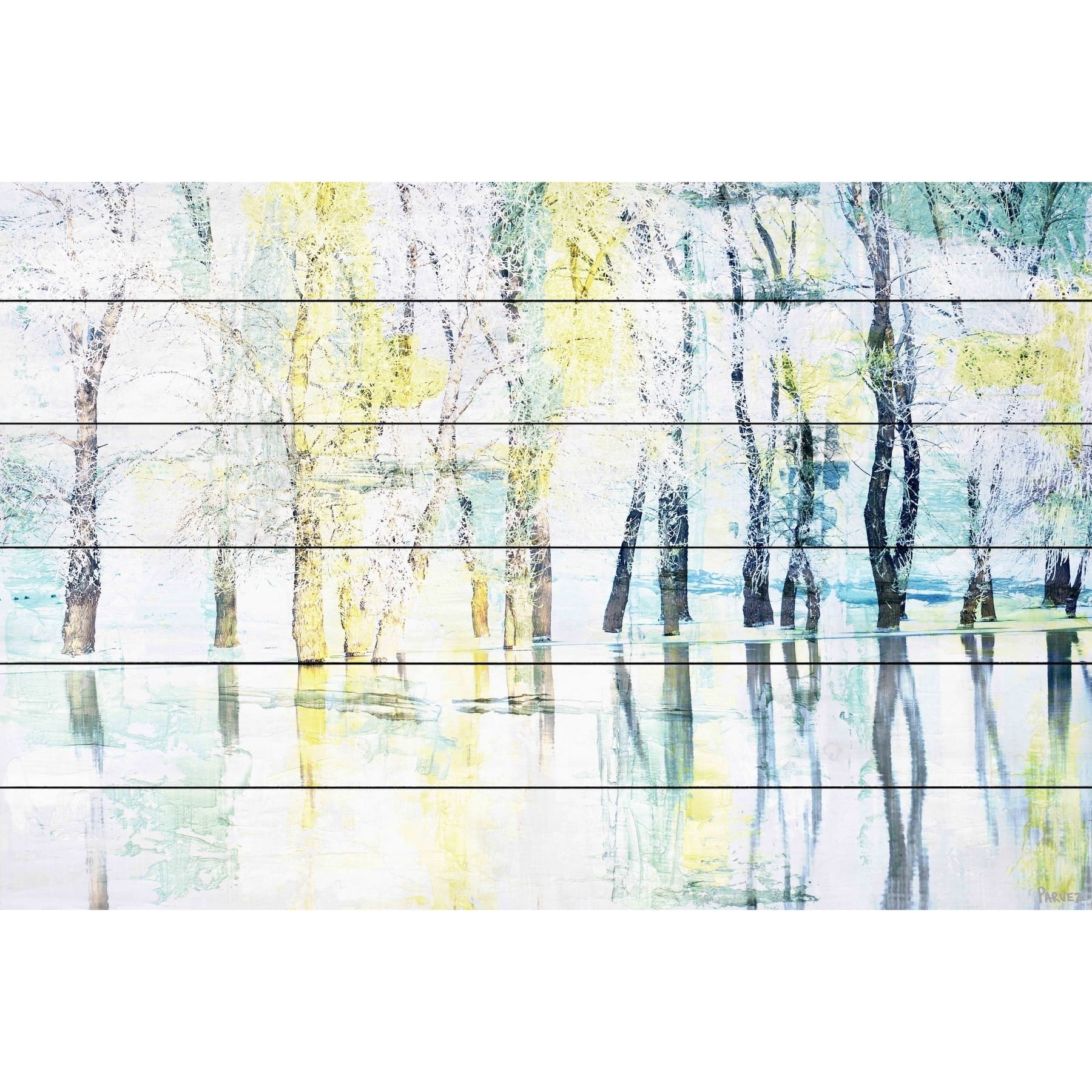 "Yellow Haze" Painting Print on White Wood