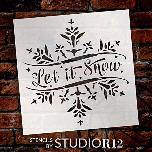 Download Let It Snow Stencil By Studior12 Diy Big Flake Christmas Holiday Home Decor Craft