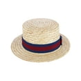 thumbnail image 2 of CTM Straw 2 Inch Brim Boater Hat with Navy Band and Elastic Sweatband, 2 of 5