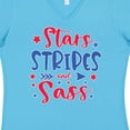 thumbnail image 4 of Inktastic 4th of July Stars Stripes and Sass Blue and Red Stars Women's V-Neck T-Shirt, 4 of 5