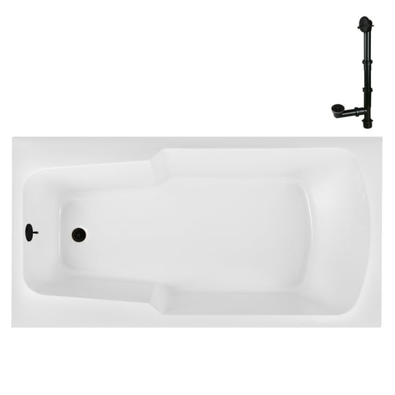 Streamline N-4210-727-ORB 72 in. x 36 in. Acrylic Soaking Drop-In Bathtub in Glossy White, With External Drain in Matte Oil Rubbed Bronze