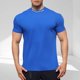 thumbnail image 1 of Blusas y camisas de manga corta y cuello redondo para hombre. Blusas casuales de verano para hombre, de manga corta, de color liso, con cuello redondo, para fitness. Blusas de poliéster para hombre., 1 of 5