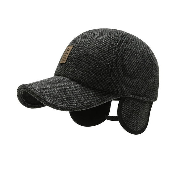 Male Winter Warming Baseball Cap Portable Fashion Hat with Ear Protector Warm keeping Hats Headwear for Running Casual Sporting Dark Black Walmart