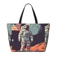 thumbnail image 2 of Naloa Astronaut With American Flag Large Capacity Beach Bag, Waterproof Sandproof Beach Swim Pool Bag Tote Bag for Women, 2 of 7