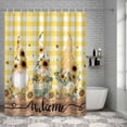thumbnail image 3 of Shower Curtain Bee Sunflowers Gnomes Bathroom Curtains with Hooks, Waterproof Fabric Yellow Plaid Wood Welcome Bath Shower Curtains Set for Bathroom Bathtubs Decor 72x72 Inch, 3 of 9