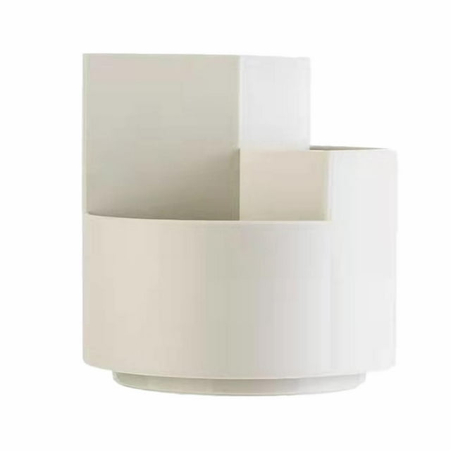 Liquidation! Boîte de Rangement Rotative pour Bureau 360 Rotation Crayon et Stylo Boîte de Rangement pour Cosmétiques Boîte de Rangement pour Bureau Fournitures de Papeterie Tasses à Crayons Mignonnes et Taille Unique Beige
