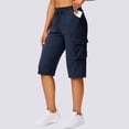thumbnail image 5 of Long Shorts for Women Lightweight Quick Dry Hiking Cargo Shorts with Pockets Summer Drawstring Bermuda Short Navy M, 5 of 8