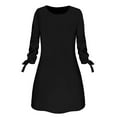 thumbnail image 2 of Ersazi A Line Dress Women Solid Bow Elegant Straigth Dress Spring Loose Mini Dresses In Clearance Black L, 2 of 5