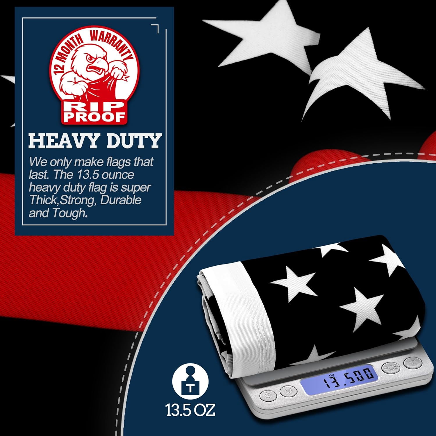 Anley Rip-Proof Double Sided 3-Ply Thin Red Line USA Flag 3x5 Foot - American Honoring Firefighter Flags