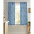 thumbnail image 4 of Navy Blue Ombre Sheer Curtains 54 Inch Length 2 Panels Set for Living Room/Bedroom, Farmhouse Stripes Modern Abstract Art Kitchen Curtains Grommet Semi-Sheer Curtains Window Treatments 42"x54"x2, 4 of 7